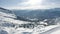 Winter skier snow landscape aerial 4k