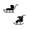 Winter. Sled. Hand drawn vector set of two sleds for baby