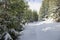 Winter Snow Country Road without people and footprints, Czech Republic, Kralicky Sneznik