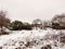 winter snow covered outside country field scene shed covered dec
