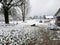 Winter snow covered yard tractor mower