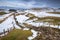 Winter Snow on Hadrian`s Wall above Cawfield Crags