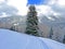 Winter snow idyll along the rural alpine road above the tourist resort of Lenzerheide