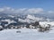 Winter snow idyll in the Thur river valley or Thurtal between the Alpstein and Churfirsten mountain massifs, Nesslau