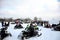 Winter snow mobile frozen lake festival