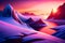 Winter snow mountain landscape, Sunset over the mountains, tranquil and peaceful painting, 3D abstract, generative ai