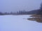 Winter snow nature landscape, river panorama. Outdoor ice skating