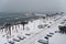 Winter snow panorama in the city