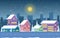 Winter Snow Pine Snowfall City House Landscape Illustration