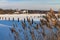 Winter with snow at the port in Prerow, Germany