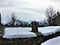 Winter, snow, roof, chimney stack and mountains