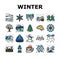 winter snow season nature icons set vector