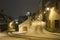 Winter snow street in Sibiu by night