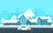 Winter Snow Tree Snowfall City House Landscape Illustration