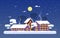 Winter Snow Tree Snowfall City House Landscape Illustration