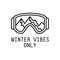 Winter Snowboarding Camping Logo design with snowboard glasses. Christmas adventure badge in line silhouette style