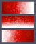 Winter snowflakes on red background - set of horizontal panoramic banners for Christmas and New Year holiday design