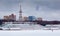 Winter snowkiting at Moscow North River Port