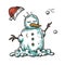 Winter snowman. Set with snowball and winter hat