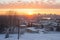 winter solstice sunset across a frosted city skyline