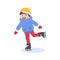 Winter sport activities. Little boy on a skating rink. Child character