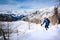 Winter sport: man skiing in powder snow.