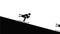 Winter sport, silhouette of a skiing man from the mountain. 4K vector video animation