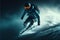 Winter sport, Skier downhill with the perfect trick. Ai generative