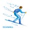 Winter sports - alpine skiing. Cartoon skier running downhill