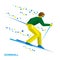 Winter sports - alpine skiing. Cartoon skier running downhill