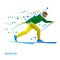 Winter sports - Biathlon. Cartoon biathlete with a rifle