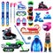 Winter sports equipment, clothes and accessories. Icons and isolated design elements set. Vector illustration.