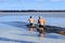 Winter sports, Hardening. People swimming in the river holes in winter.  Orthodox holiday of Epiphany, Dnipro city, Dnepropetrovsk