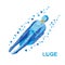 Winter sports: luge (sledging). Cartoon sportsman sledding