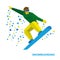 Winter sports - snowboarding. Cartoon snowboarder during a jump.