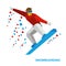 Winter sports - snowboarding. Cartoon snowboarder during a jump.
