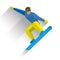 Winter sports - snowboarding. Cartoon snowboarder during a jump.