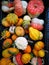 Winter squash patterns colored in orange, yellow and white