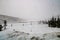 Winter storm batters a field. Rockyview County,Alberta,Canada