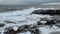 Winter storm on the coast of the Barents Sea. Arctic landscape