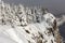 Winter on Suhardul Mic peak in Romania mountain with some black