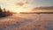 Winter Sun Set In Snow Covered Field: 32k Uhd Scandinavian Style