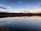 Winter sundown at ponds in Myszkow Poland