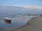 Winter sunny day on beach in Ustka city Poland