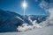 Winter sunny landscape of mountains in Andermatt, Switzerland