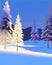 Winter sunny landscape. Mountains, pine forest, blue sky and snow.