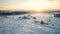 Winter Sunrise: Aerial Photo Of Snowy Rural Landscape In Finland