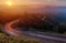 Winter sunrise landscape viewpoint at km.41 of Doi Inthanon Chiang Mai Thailand