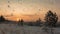 Winter sunrise time lapse with beautiful snowfall, beautiful winter landscape