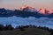 Winter sunset on the Ecrins National Park, Champsaur, Alps, France